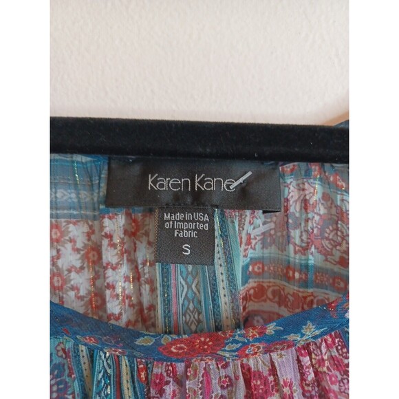 Karen Kane Blouse Size S Floral Patchwork Print Flowy Boho Lightweight Top - Picture 2 of 10
